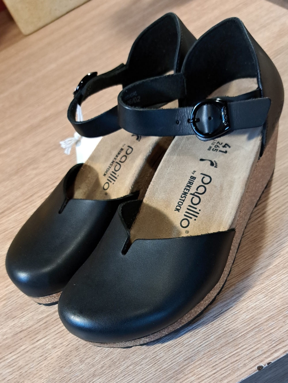 Birkenstock Papillio Black Cork Wedge Mary Jane Sandal 41 US 10/10.5